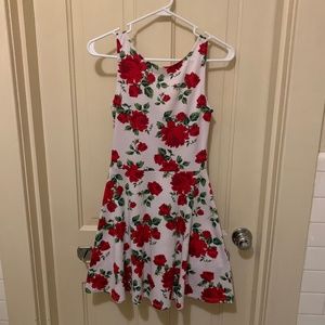 H&M Divided Rose Floral Skater Fit and Flare Mini Dress Size 4